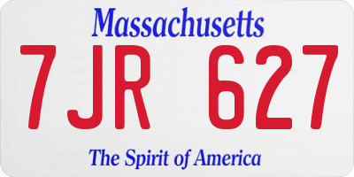 MA license plate 7JR627