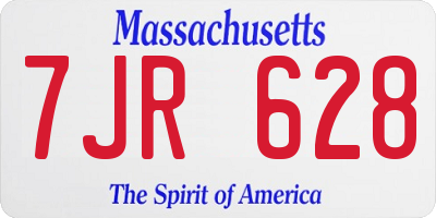 MA license plate 7JR628