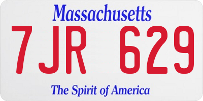 MA license plate 7JR629