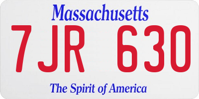 MA license plate 7JR630