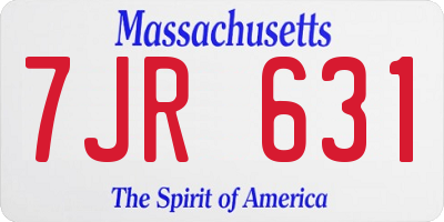 MA license plate 7JR631