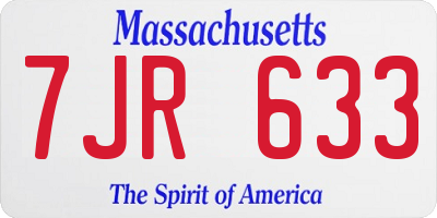 MA license plate 7JR633
