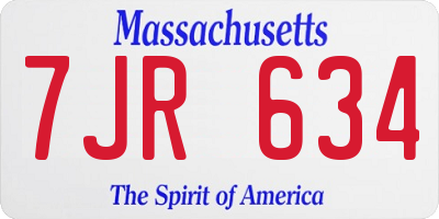 MA license plate 7JR634