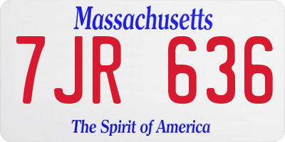 MA license plate 7JR636