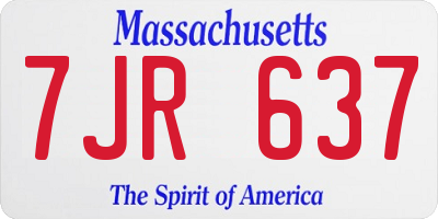 MA license plate 7JR637