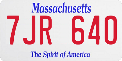 MA license plate 7JR640