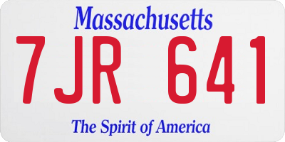 MA license plate 7JR641