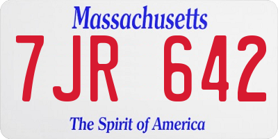 MA license plate 7JR642