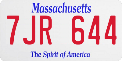 MA license plate 7JR644
