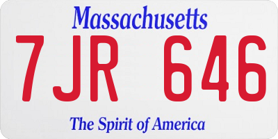 MA license plate 7JR646