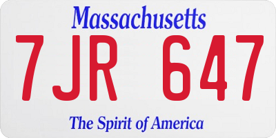 MA license plate 7JR647