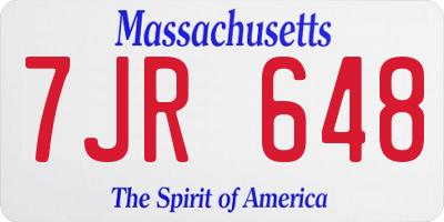 MA license plate 7JR648