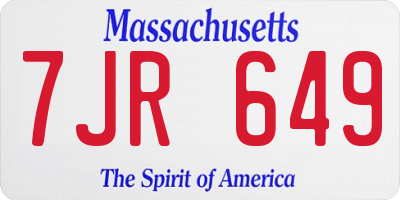 MA license plate 7JR649