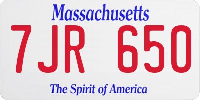 MA license plate 7JR650