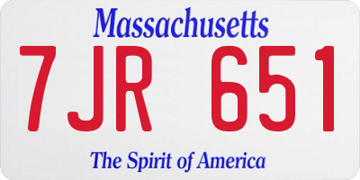 MA license plate 7JR651