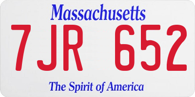 MA license plate 7JR652
