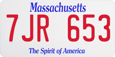 MA license plate 7JR653