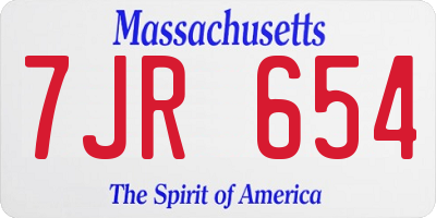 MA license plate 7JR654