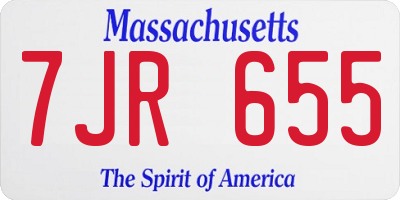 MA license plate 7JR655