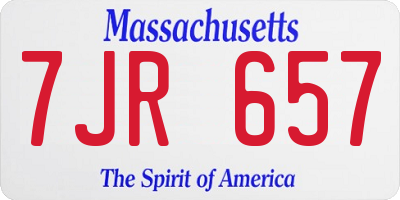 MA license plate 7JR657