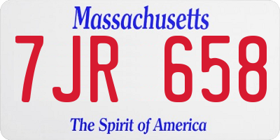 MA license plate 7JR658