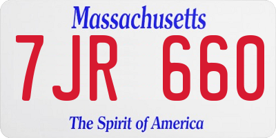 MA license plate 7JR660