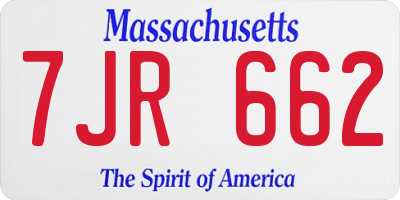 MA license plate 7JR662