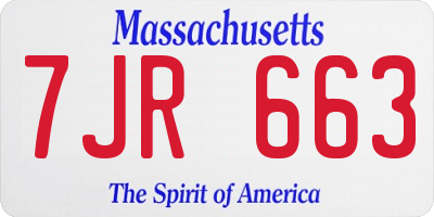 MA license plate 7JR663