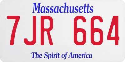 MA license plate 7JR664
