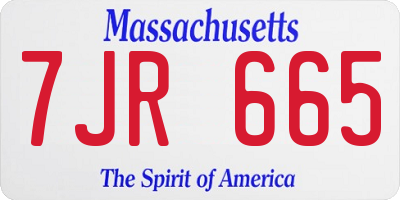 MA license plate 7JR665