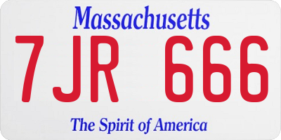 MA license plate 7JR666