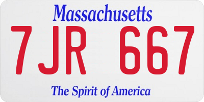 MA license plate 7JR667