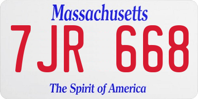 MA license plate 7JR668