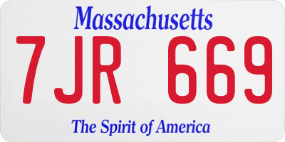 MA license plate 7JR669