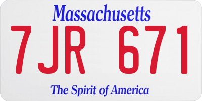 MA license plate 7JR671