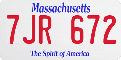 MA license plate 7JR672
