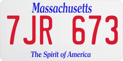 MA license plate 7JR673