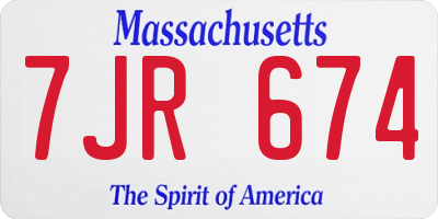 MA license plate 7JR674