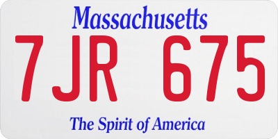 MA license plate 7JR675