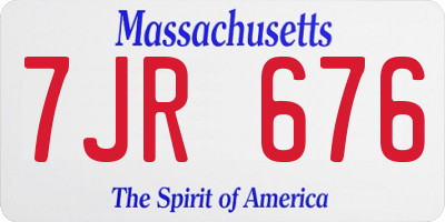 MA license plate 7JR676