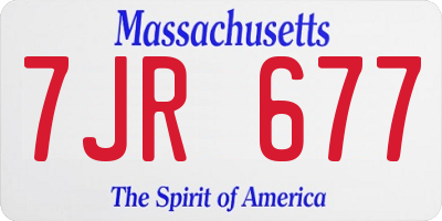 MA license plate 7JR677