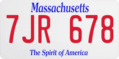 MA license plate 7JR678