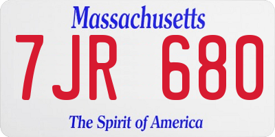MA license plate 7JR680