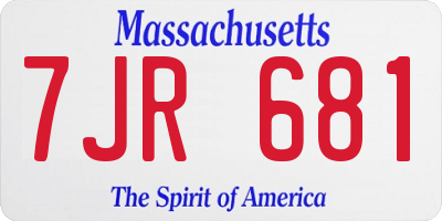 MA license plate 7JR681