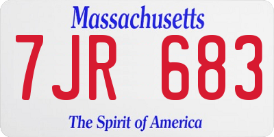 MA license plate 7JR683