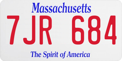 MA license plate 7JR684