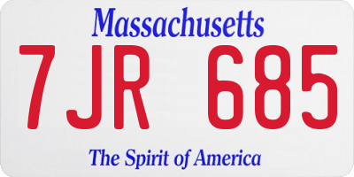 MA license plate 7JR685