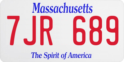 MA license plate 7JR689
