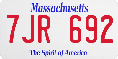 MA license plate 7JR692