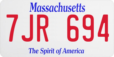 MA license plate 7JR694